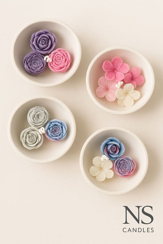 Mini květinová sada – voskové svíčky v misce